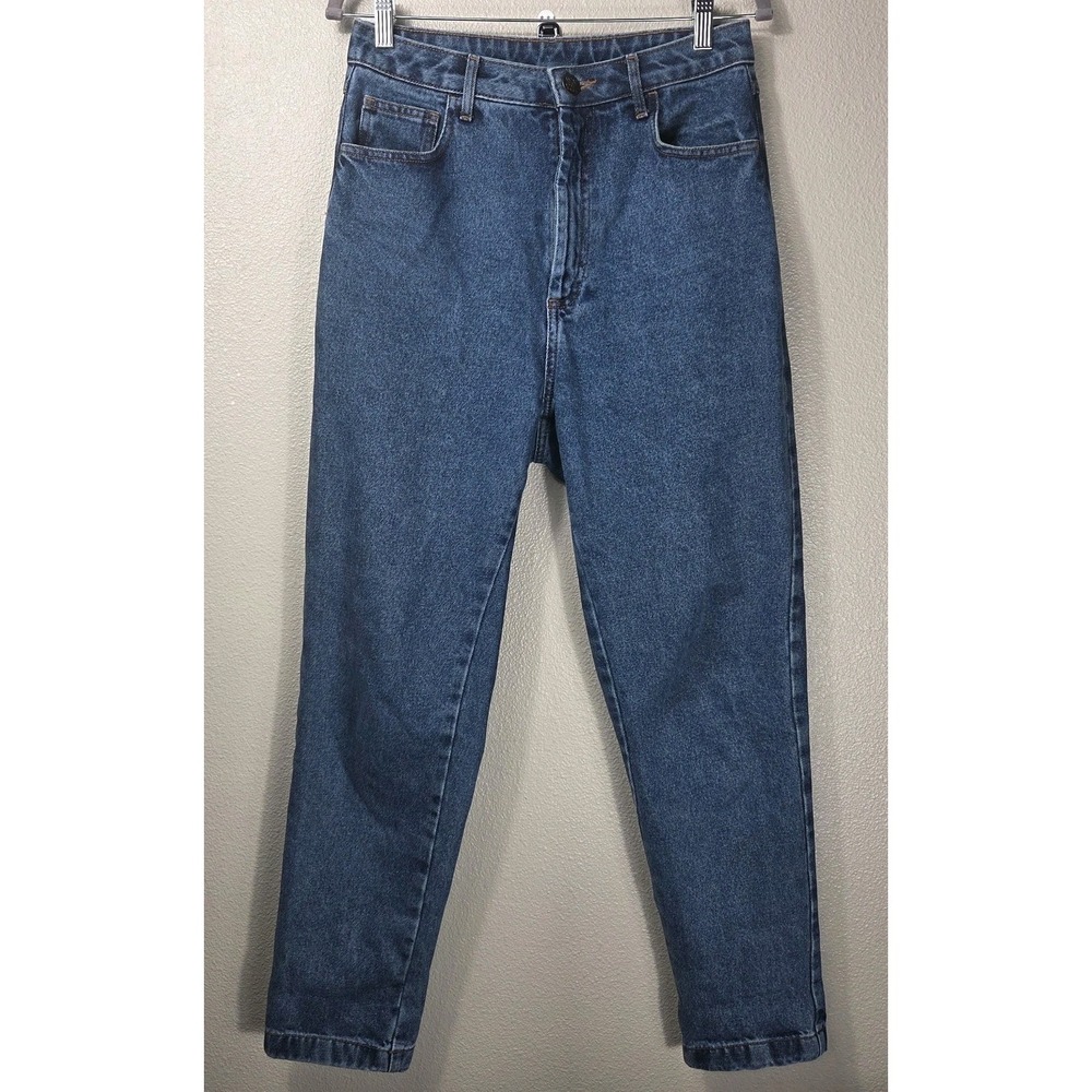 Lucy & Yak Organic Cotton High Rise Tapered Mom Jeans Blue W28 Rigid Denim W28/R